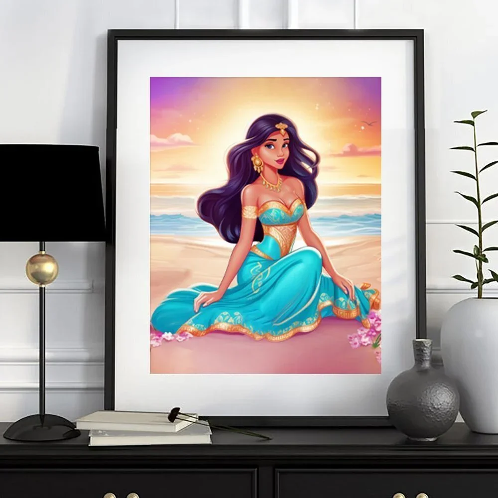 11x14 Disney Princess Jasmine Portrait Wall Art Watercolor Oil Painting Print - Picture 1 of 4